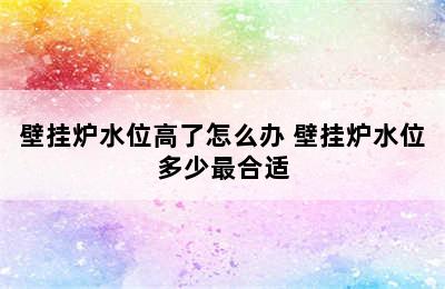 壁挂炉水位高了怎么办 壁挂炉水位多少最合适